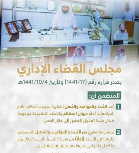 إيقاف الم دد والمواعيد والم هل المقررة في نظام المرافعات خلال فترة تعليق الحضور صحيفة أبعاد الإخبارية