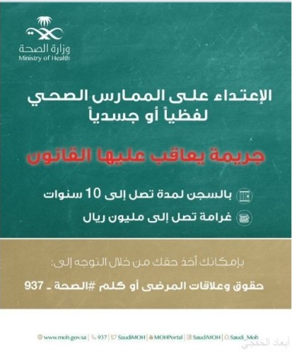 الصحة الاعتداء على الممارس الصحي لفظيا أو جسديا جريمة صحيفة أبعاد الإخبارية
