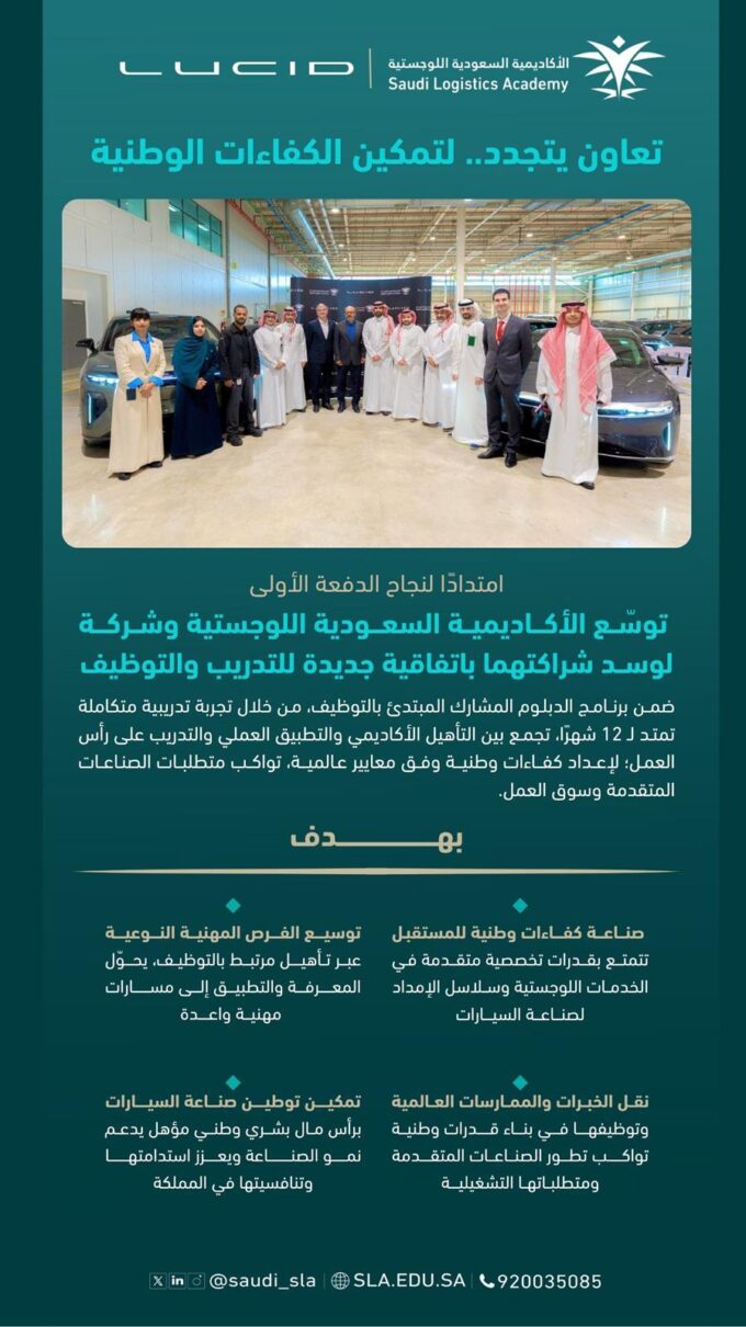 الأكاديمية السعودية اللوجستية ولوسد توقعان اتفاقية لتأهيل وتوظيف الكفاءات الوطنية