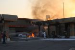 بالصور.. حريق في محطة محروقات ٧٧ في الخفجي