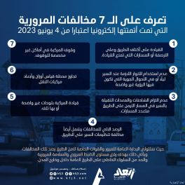 تعرف على الـ 7 مخالفات المرورية التي تمت أتمتتها إلكترونيا اعتبارا من 4 يونيو 2023