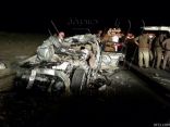 الخفجي : وفاة شخصين وثلاثة أصابات في حادث شنيع على طريق الكويت